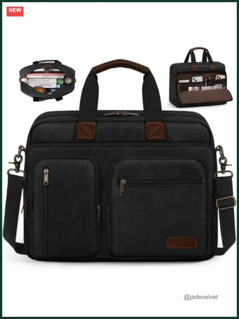 Waterproof Canvas Laptop Messenger Bag 15.6 inch Shoulder Briefcase Work Travel